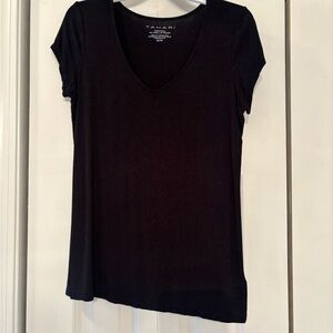 Tahari Black Short Sleeve V-Neck Top